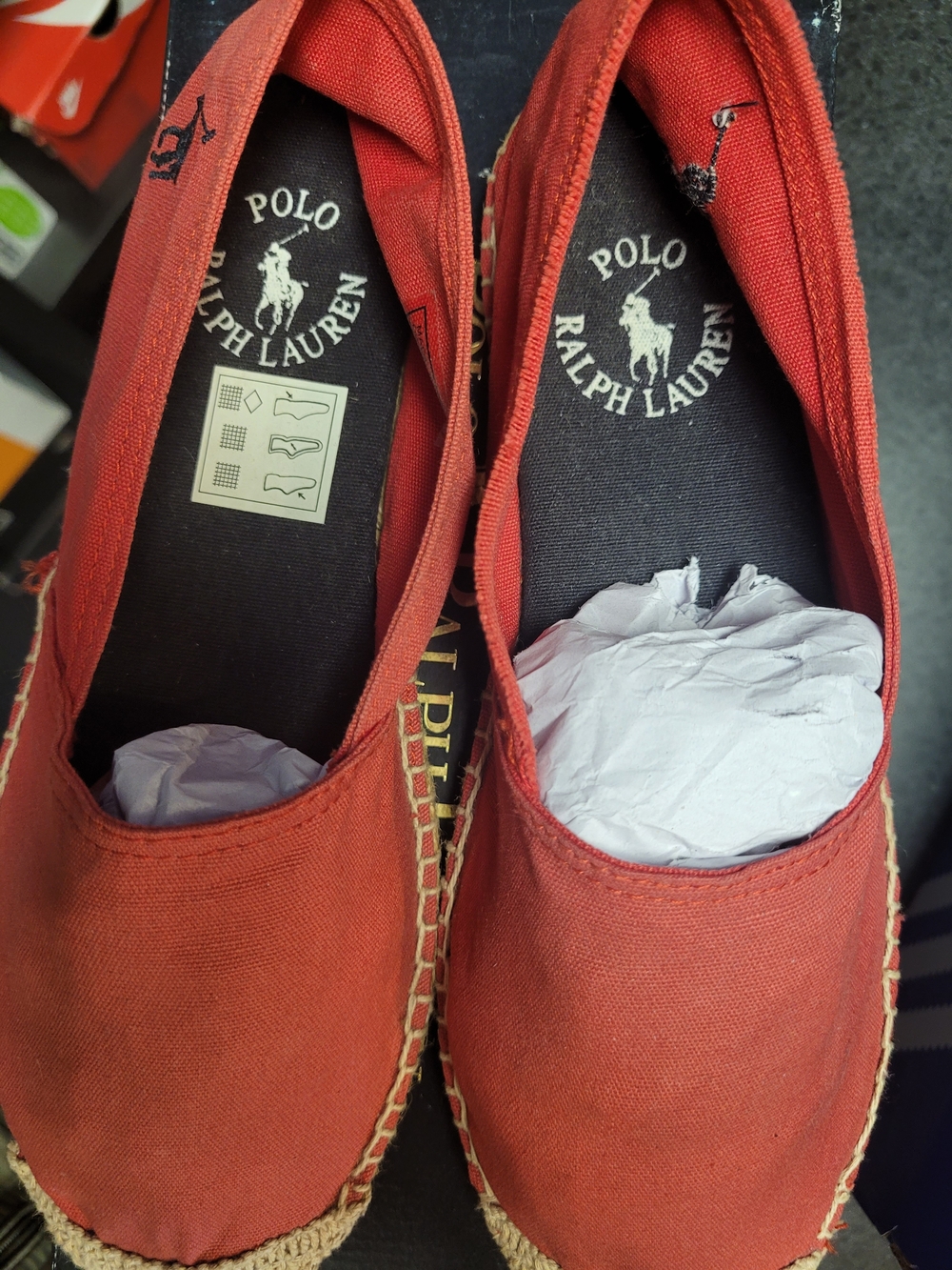 Ralph Lauren Espadrille Slip-On (Beige with Red Trim) GS Size 3.5